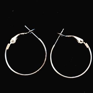 Sterling Silver Latch-Back Hoop Earrings — 1″ — 925